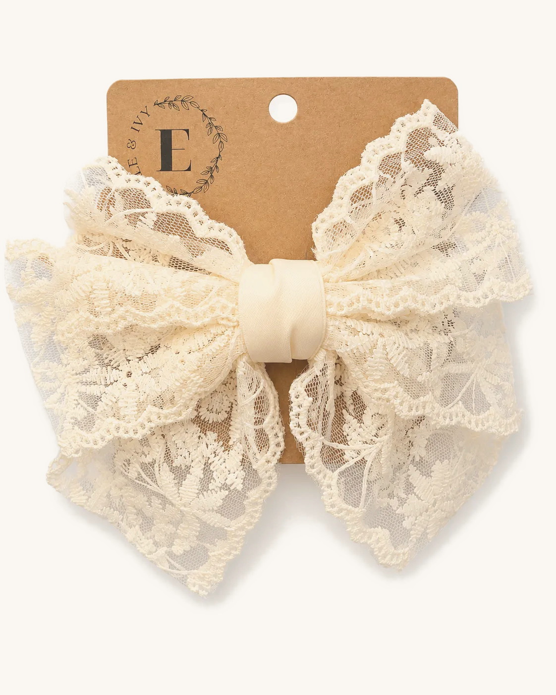 Chantilly Layered Lace Bow — on the Elle & Ivy packaging card