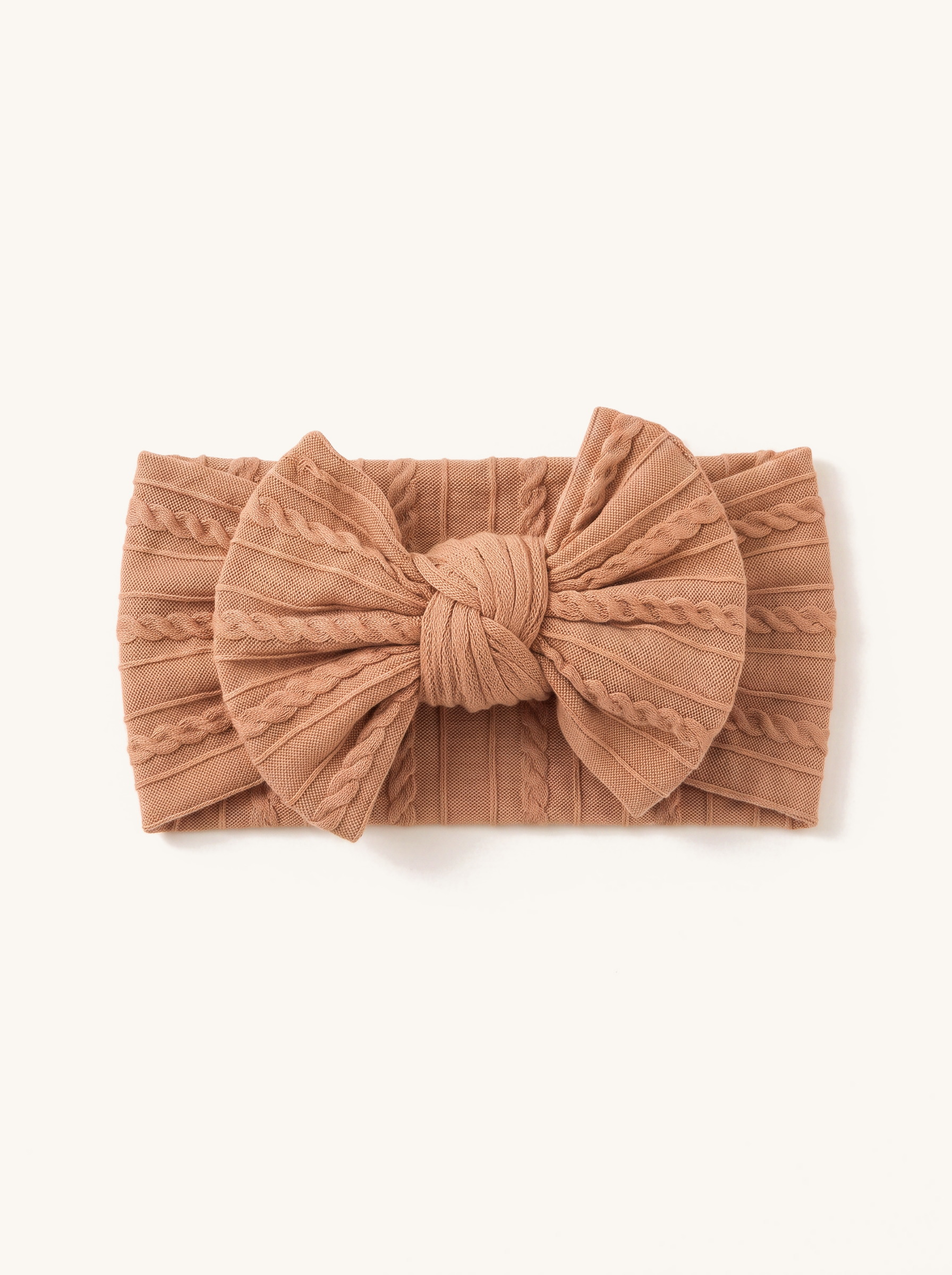 Caramel Cable Knit Bow Headband — on the Elle & Ivy packaging card