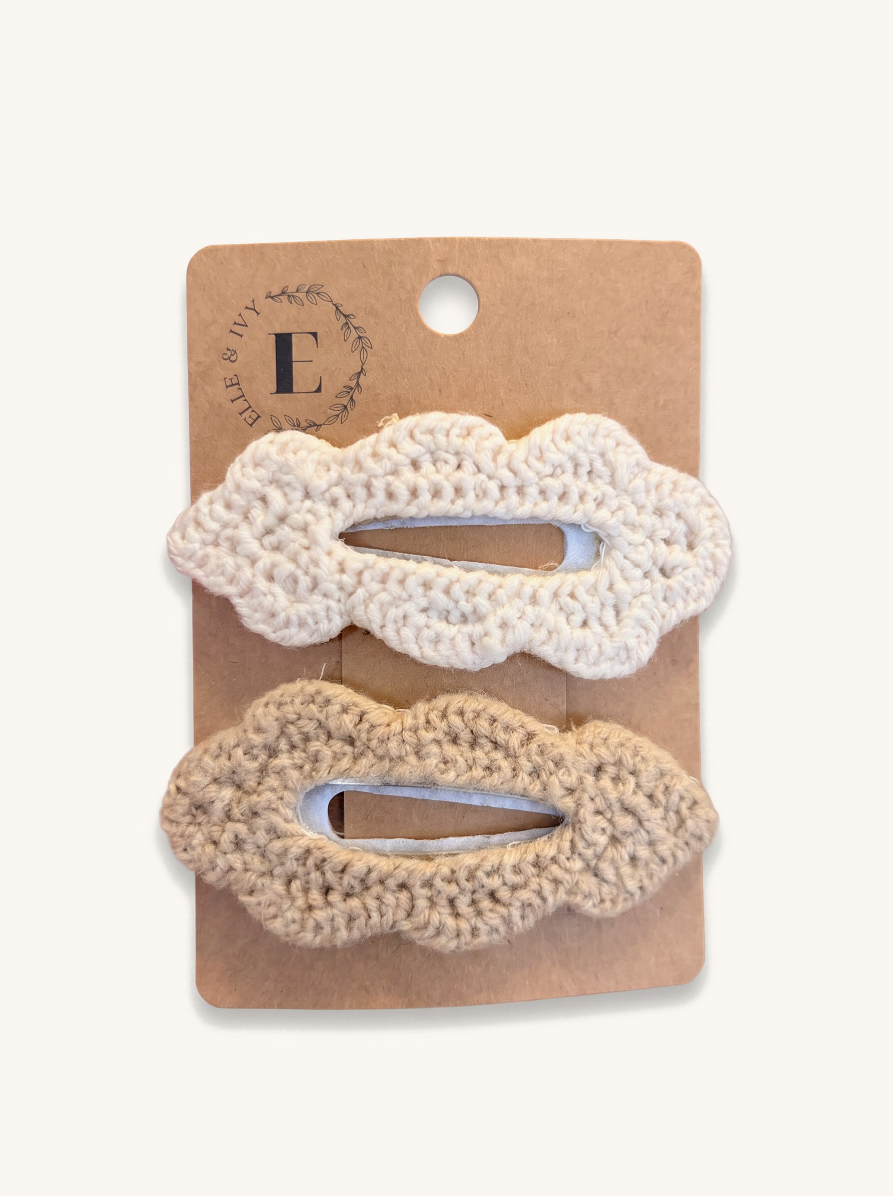 Crochet Scallop Clip Set — on the Elle & Ivy packaging card