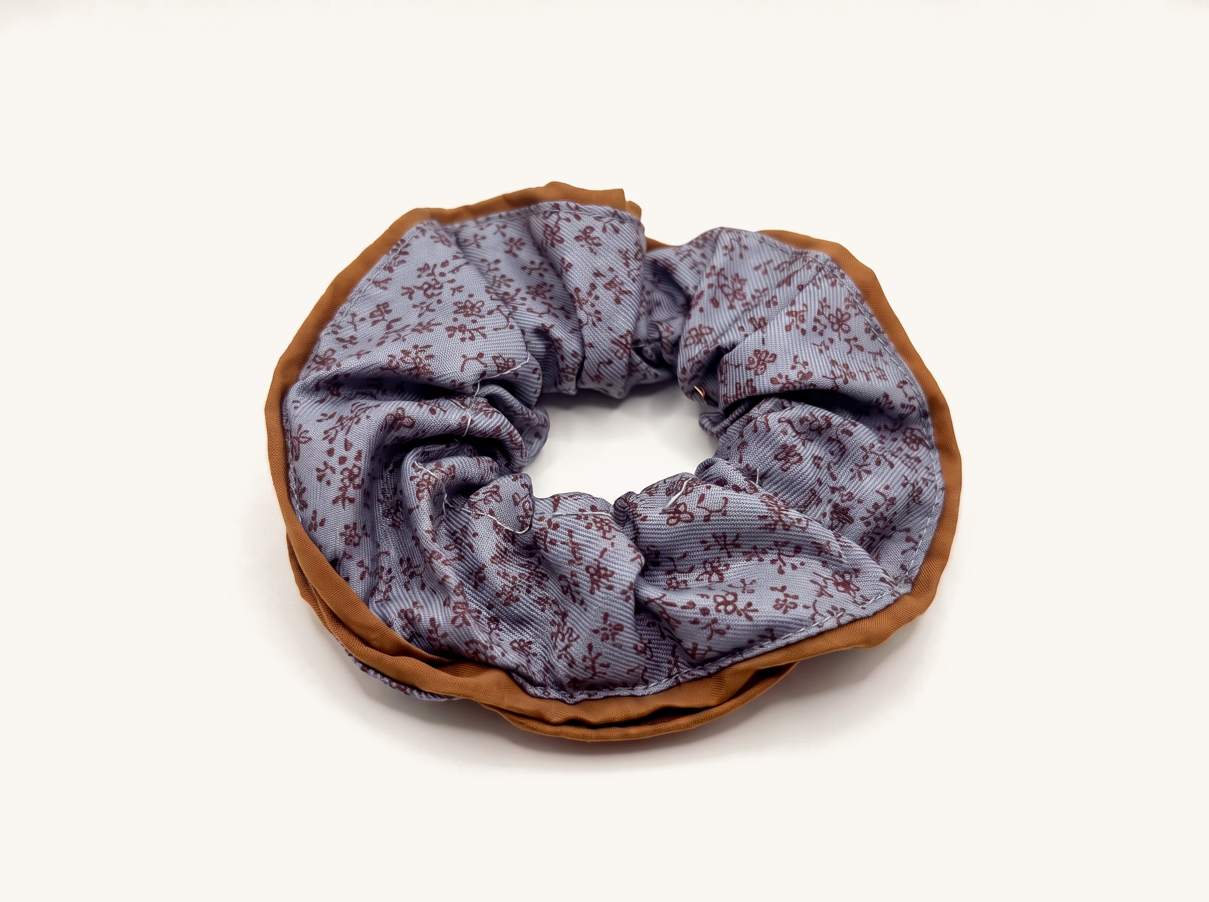 Dusty Blue Ditsy Floral Scrunchie — on the Elle & Ivy packaging card