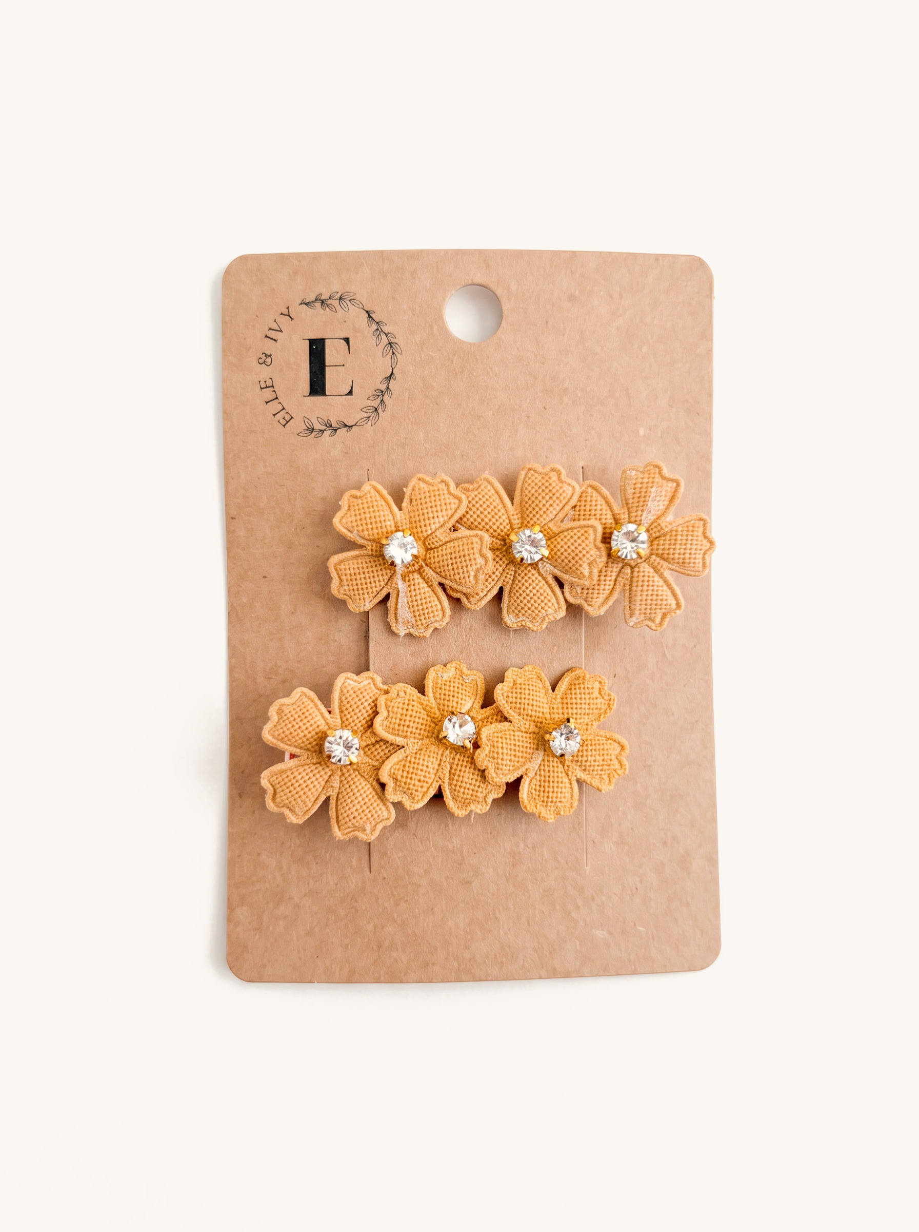 Golden Honey Blossom Clip Set — on the Elle & Ivy packaging card
