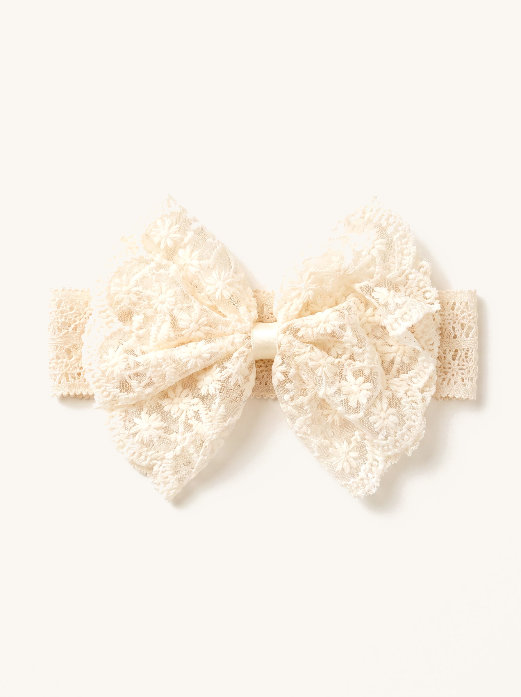 Ivory Daisy Lace Bow Headband — on the Elle & Ivy packaging card