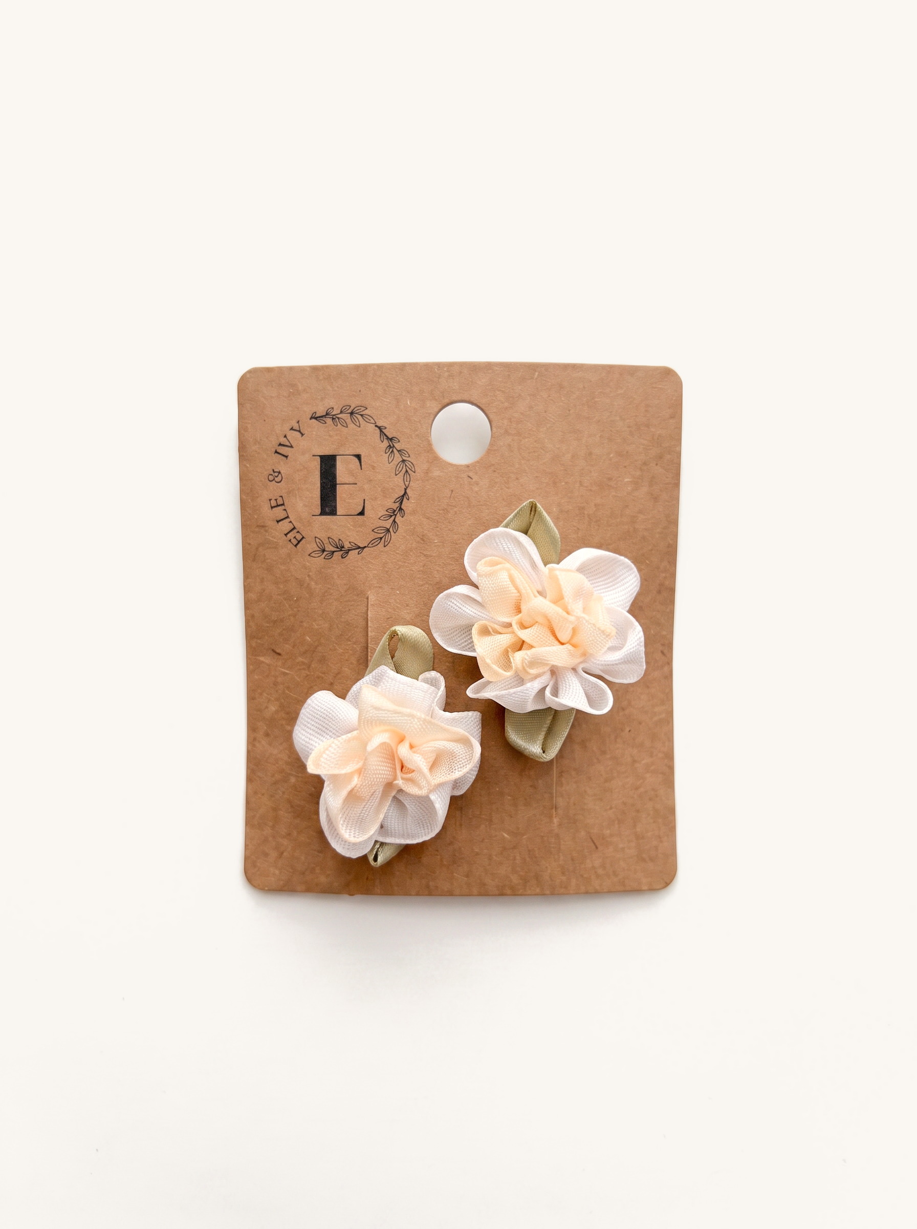 Peach Blossom Ribbon Clip Set — on the Elle & Ivy packaging card