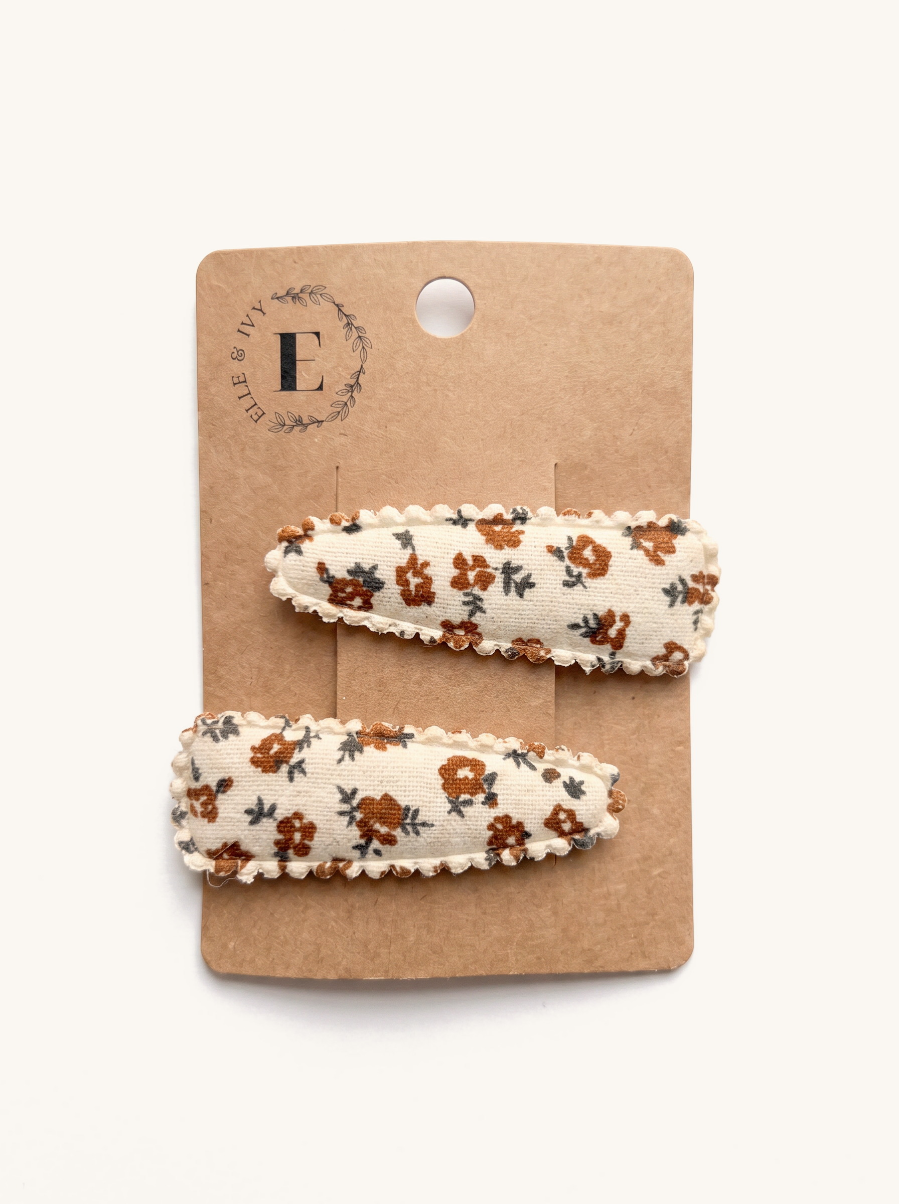 Rust Rose Snap Clip Set — on the Elle & Ivy packaging card